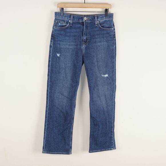 Hudson Remi Quince High Rise Straight Leg Blue Distressed Jeans Womens Sz 29 - Picture 1 of 11